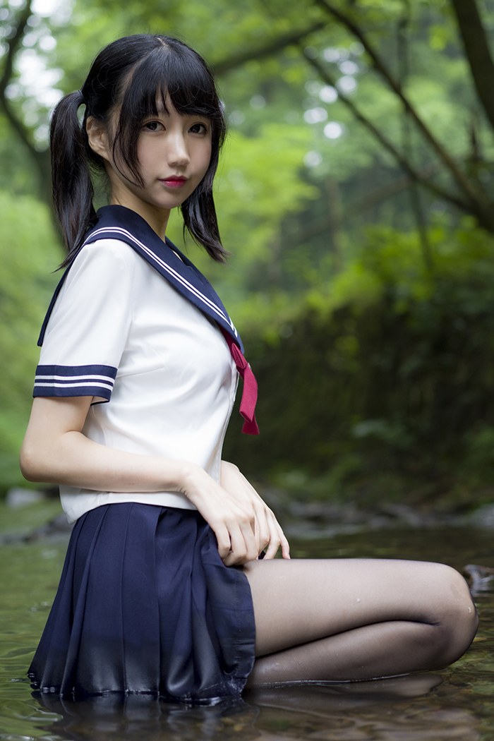 寻欢阁激萌学生妹魔物喵黑丝制服野外露出(20)
