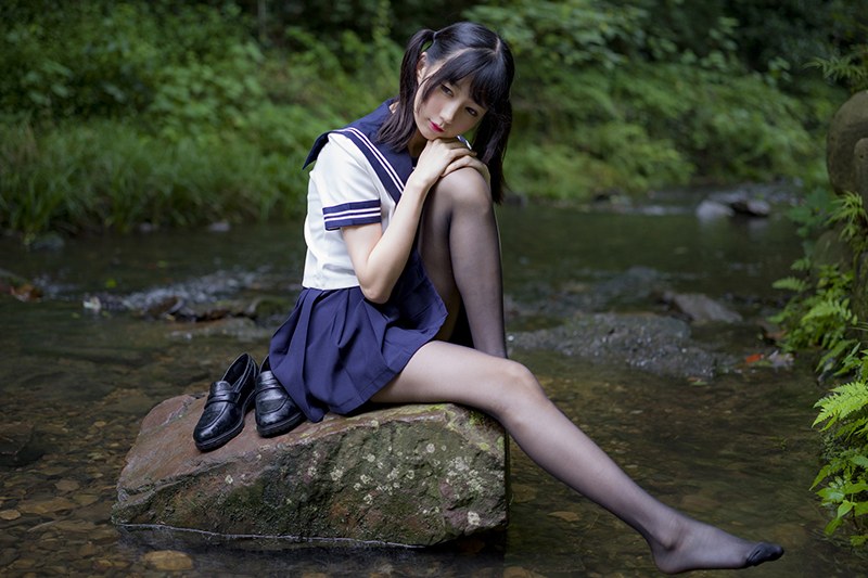 寻欢阁激萌学生妹魔物喵黑丝制服野外露出(67)