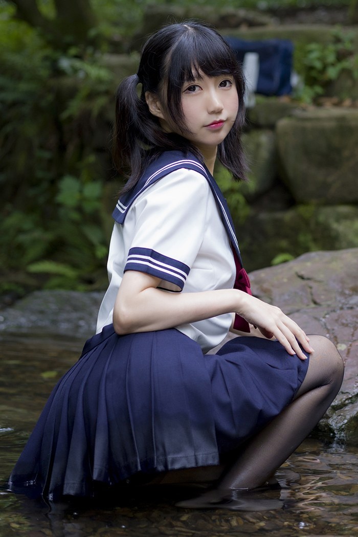 寻欢阁激萌学生妹魔物喵黑丝制服野外露出(19)