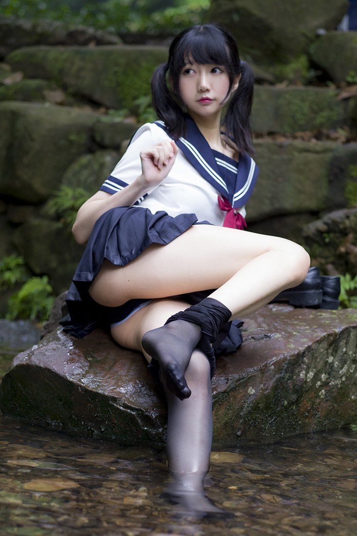 寻欢阁激萌学生妹魔物喵黑丝制服野外露出(39)