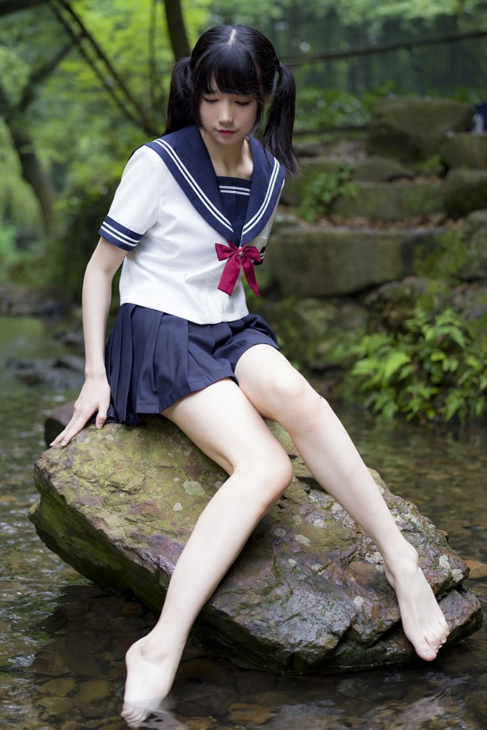 寻欢阁激萌学生妹魔物喵黑丝制服野外露出(43)