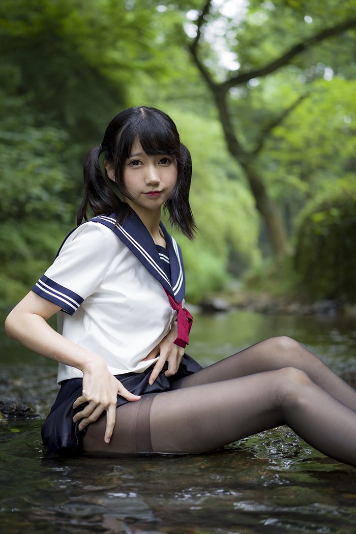 寻欢阁激萌学生妹魔物喵黑丝制服野外露出(34)